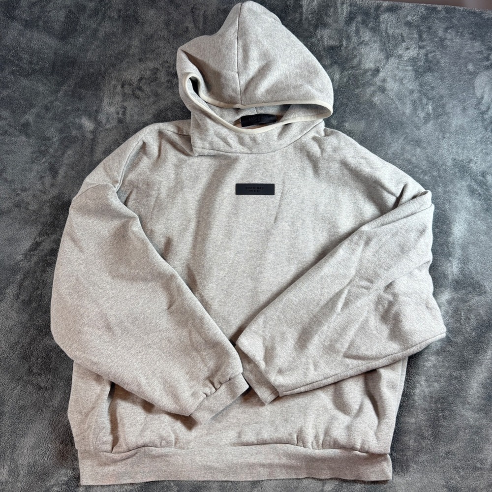 Fear of God Essentials Hoodie XL Light Heather Grey Oversized Fleece Sweatshirt